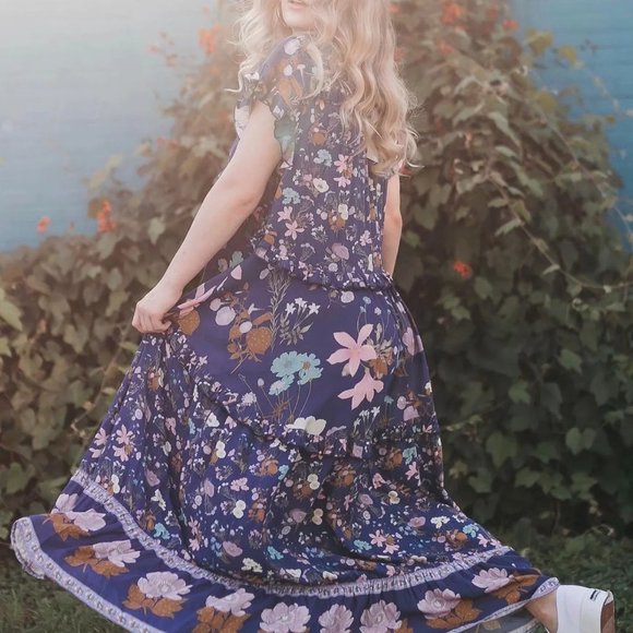Boho Chic Gypsy Floral Print Maxi Dress - Picture 2 of 3